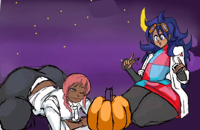 My ocs cosplaying for Halloween in BWLS style