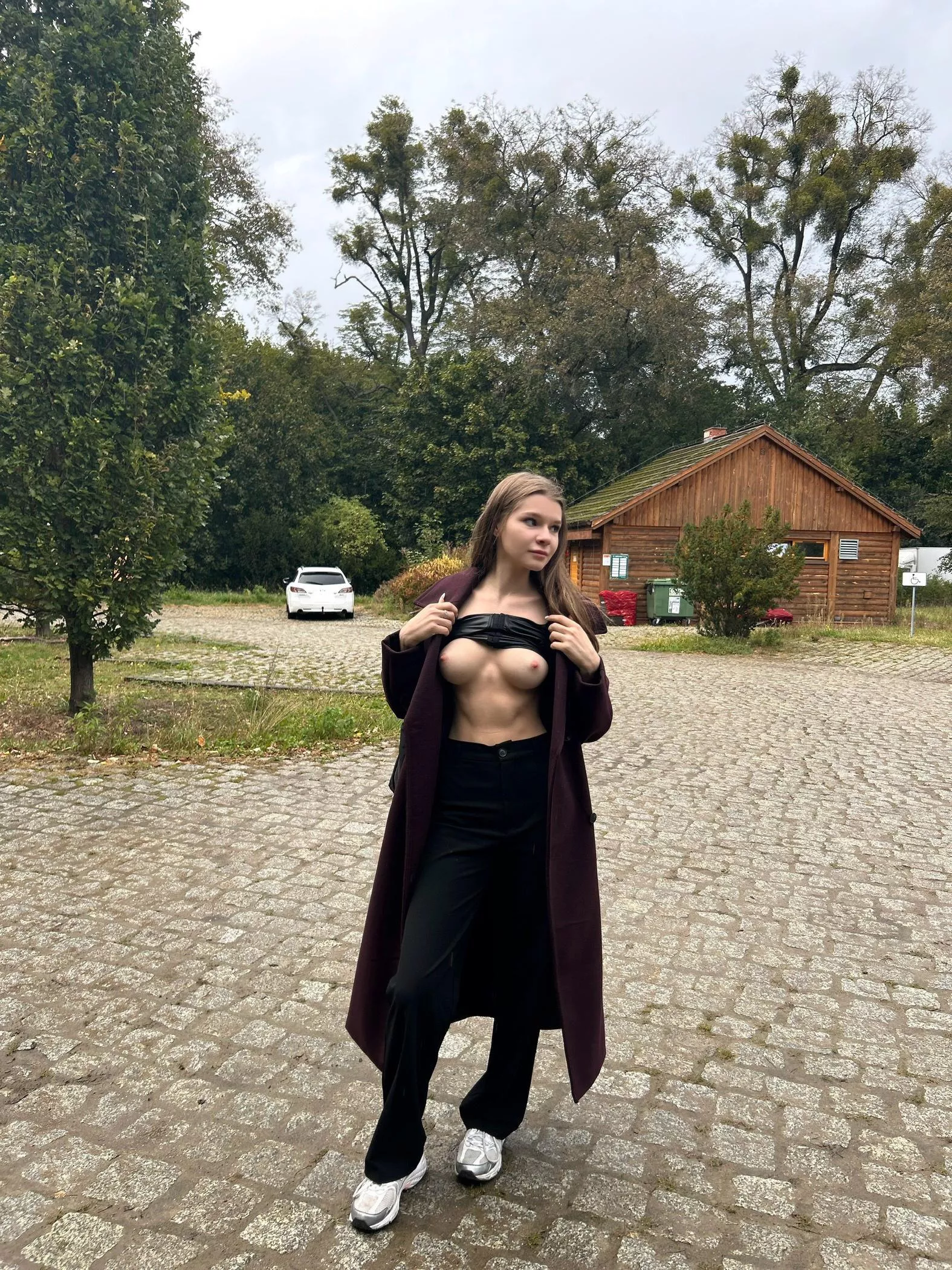 My walks usually end with me showing my naked boobs