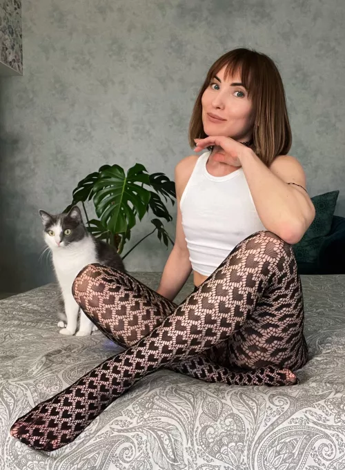 relaxing evening at home with my cat.