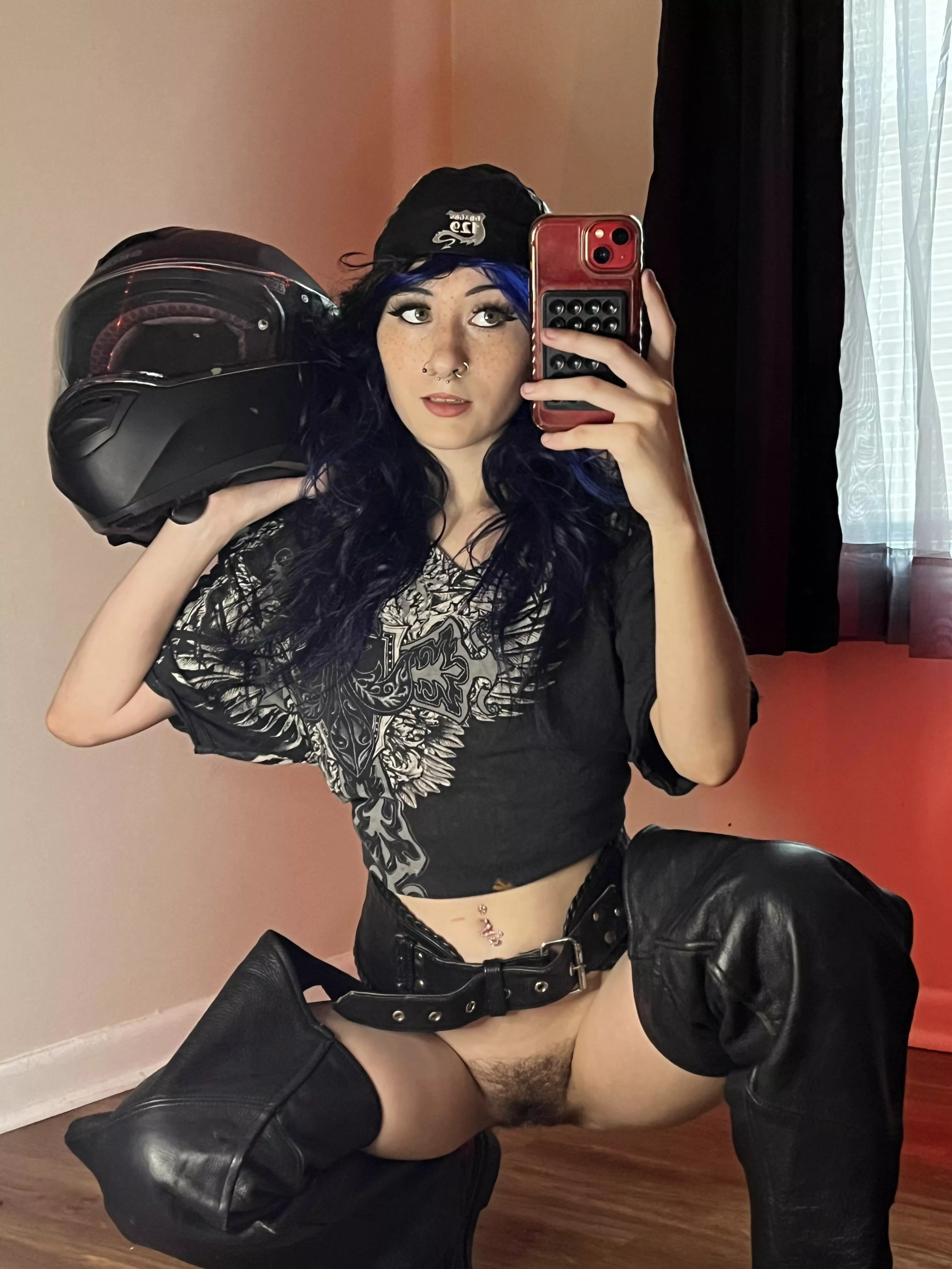 riding my bike, or riding your face w my hairy pussy? 