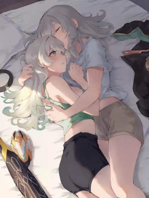 Stelle Embracing Firefly in bed