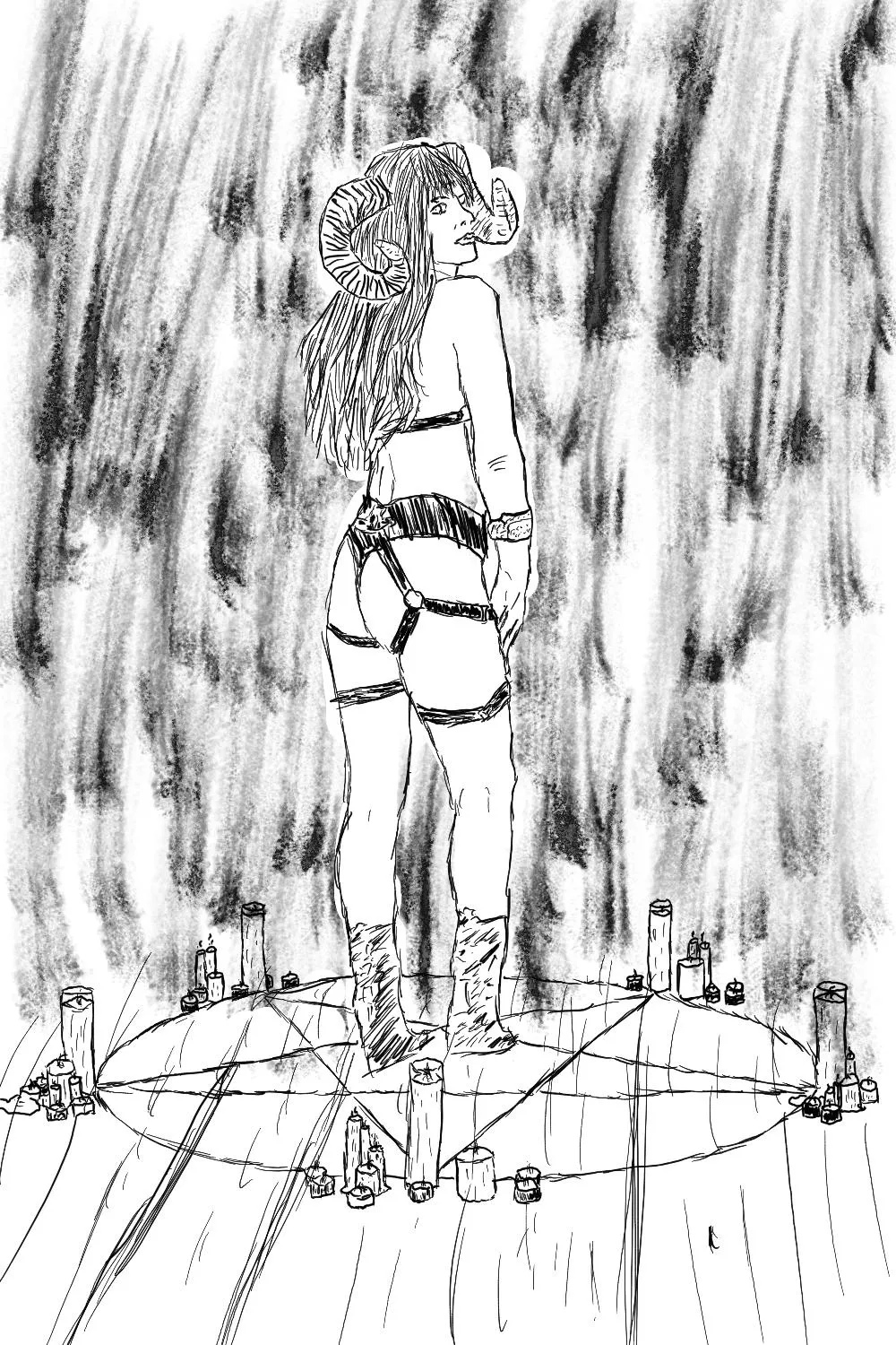 Succubus in black/white 