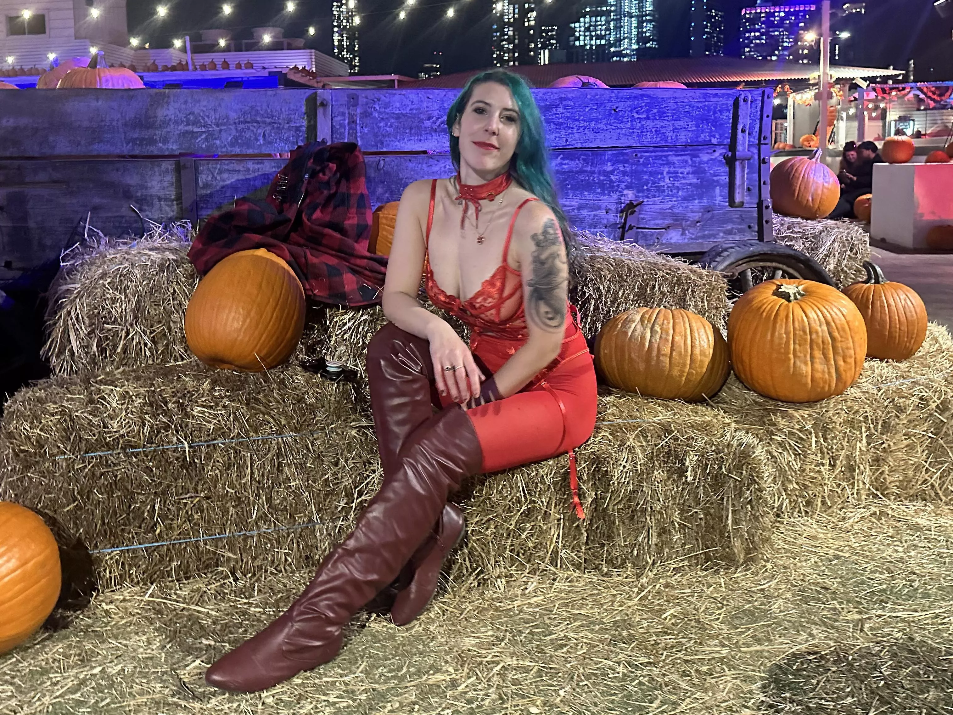 Thigh highs and red tights