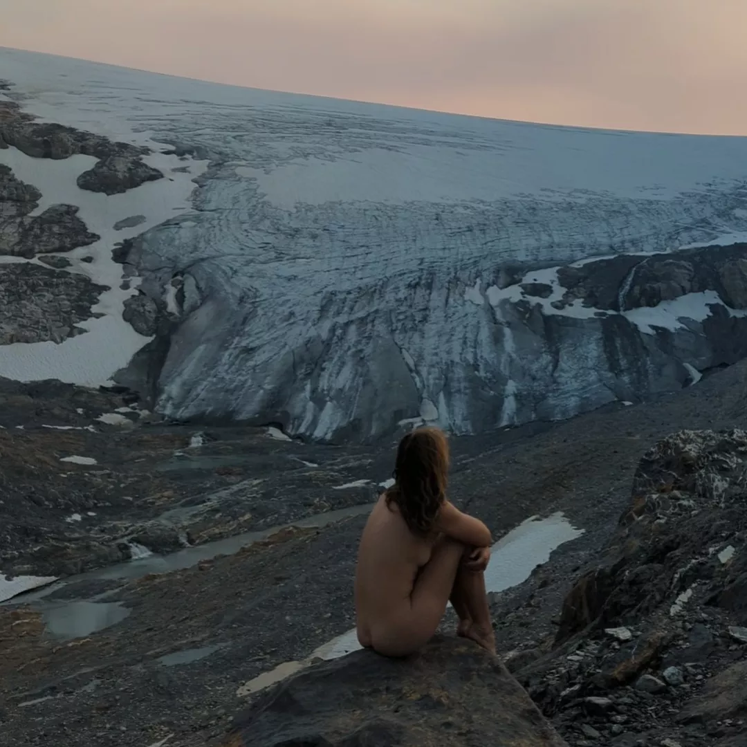 This was such a magical moment, sitting nude watching the sunset over a glacier