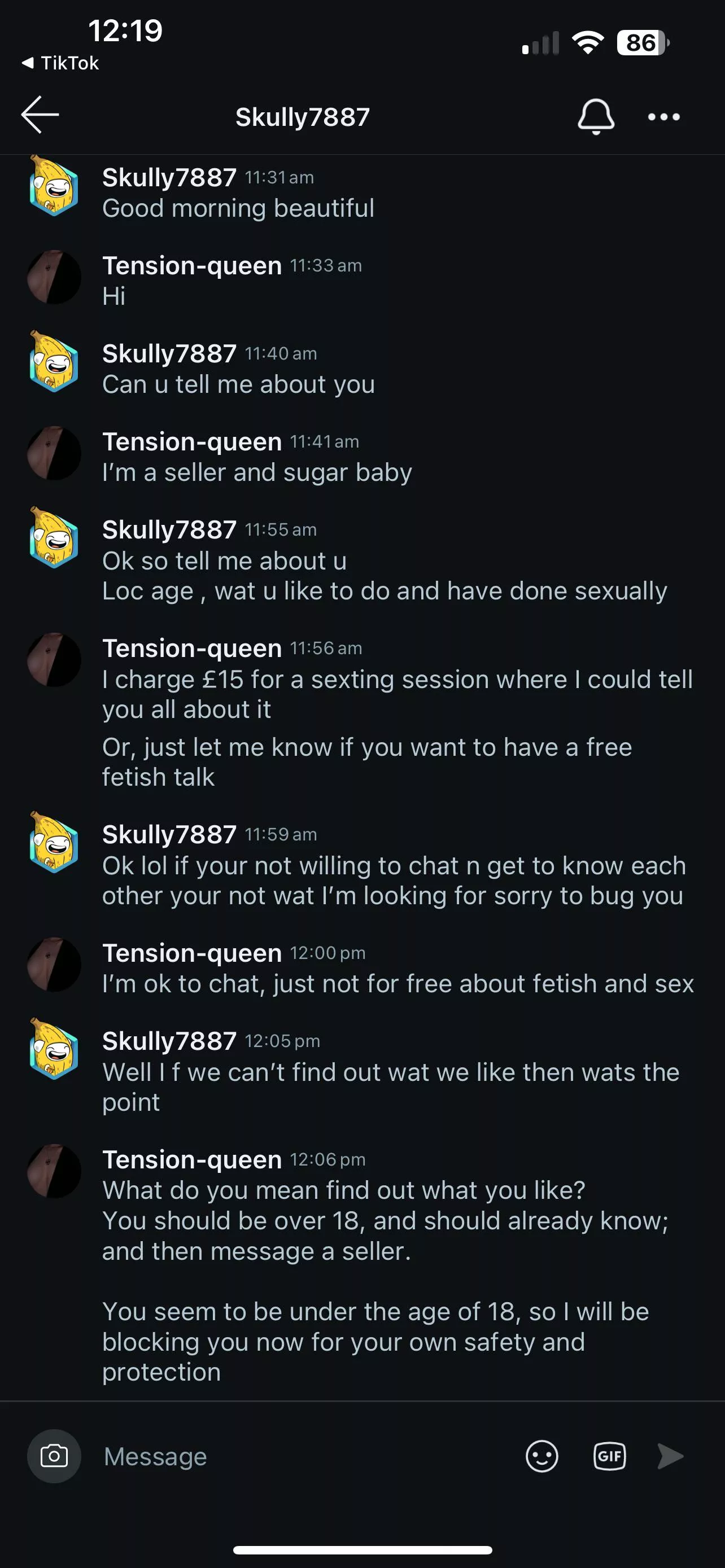 U/ skully7887 Probably a minor but wanted a free fetish talk 