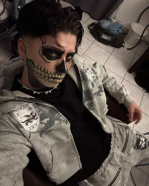 When I possessed my nephew, he was ready to go to a Halloween party and luckily, I can act however I like! All thanks to the fact that no one notices anything weird about anyone on Halloween! I hope he doesn't mind being a cock-hungry skeleton tonight! 