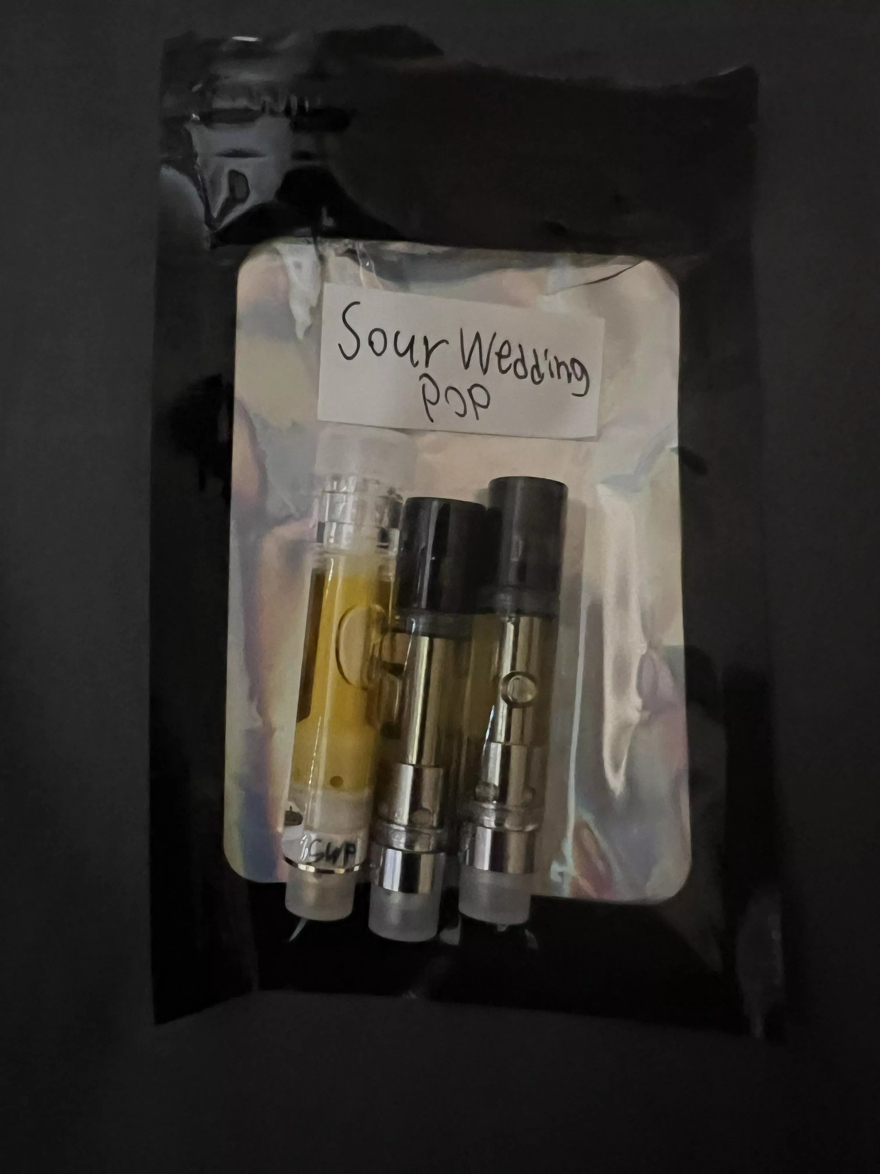 Snagged some cannacrunchers HTFSE thca distillate and made carts with some sour wedding pop hte. Smacks pretty hard