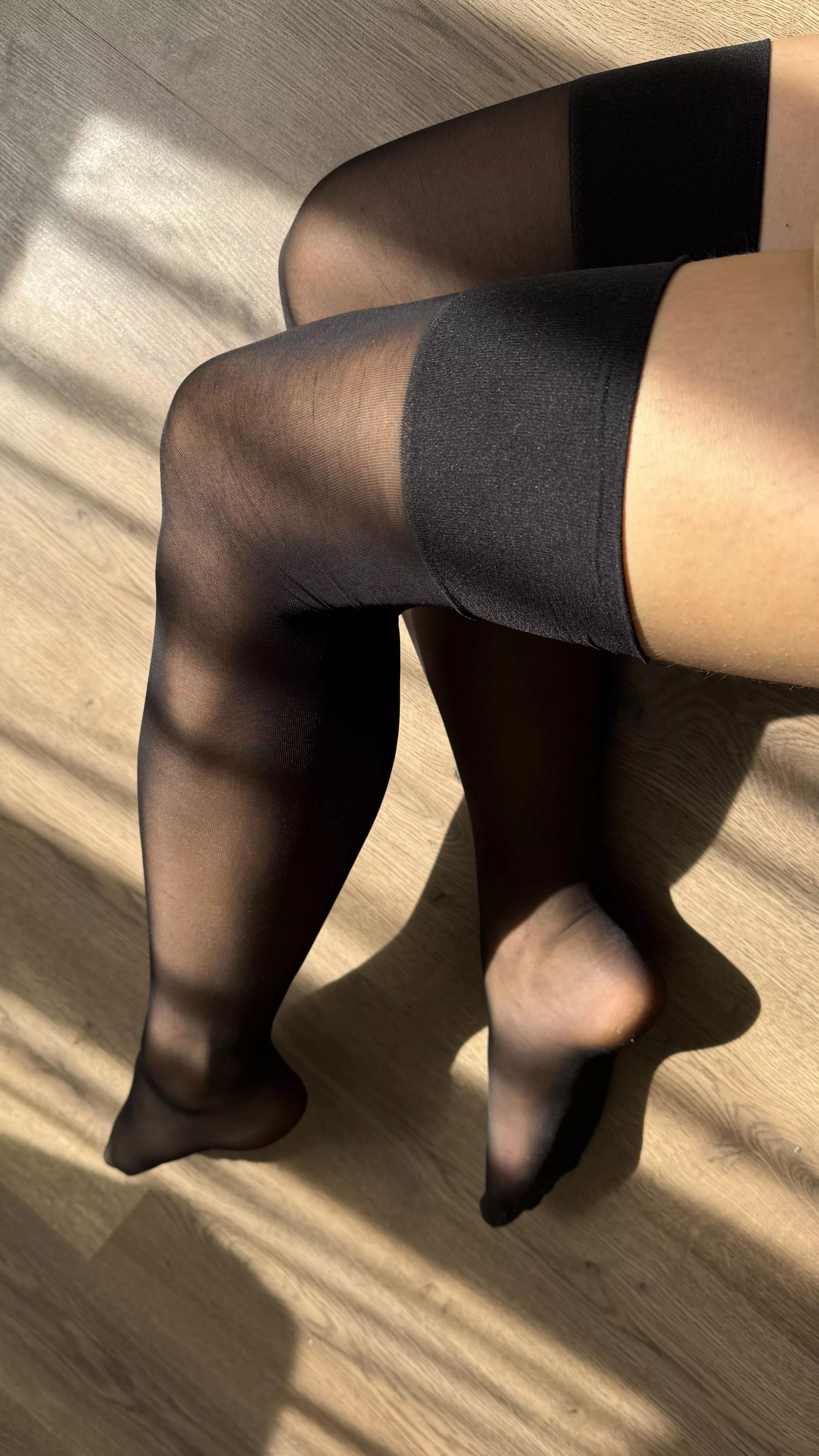 These stockings look great on my cute legs