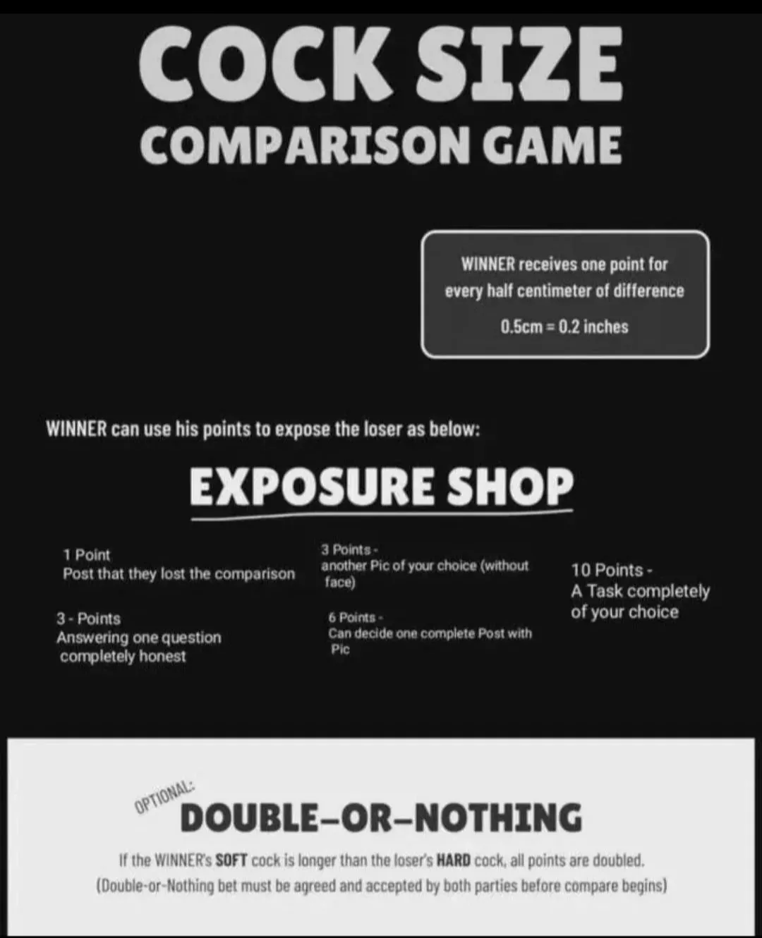 19 looking for some huge competition, double or nothing of course:)