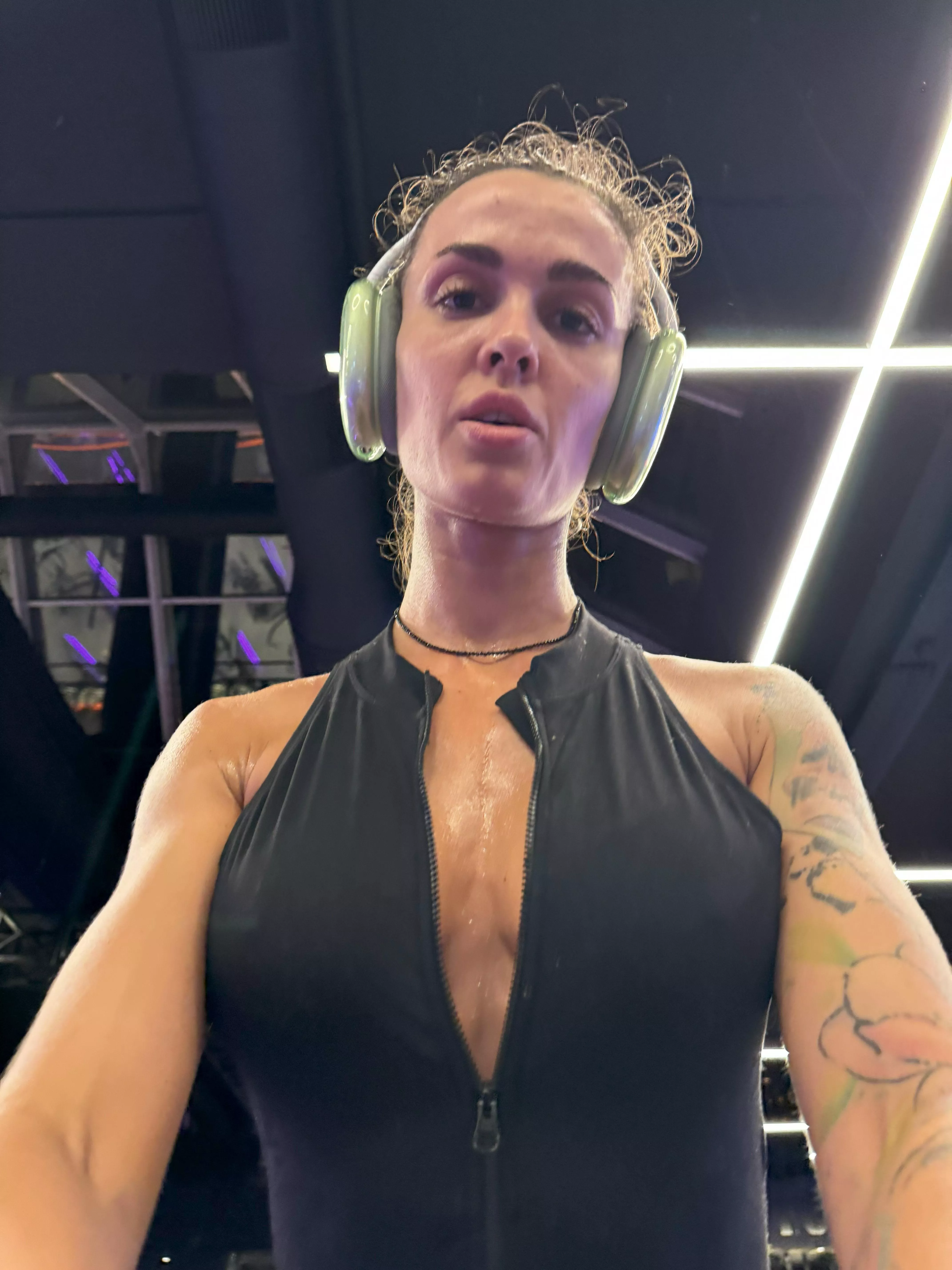 I'm sweating profusely with sweat dripping down my panties