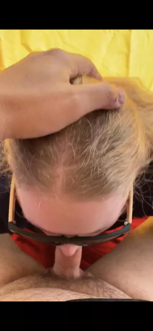 Me (f24) giving him (m46) head while camping 