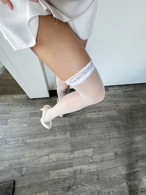 Channeling my inner angel in white nylon, devilish charm included