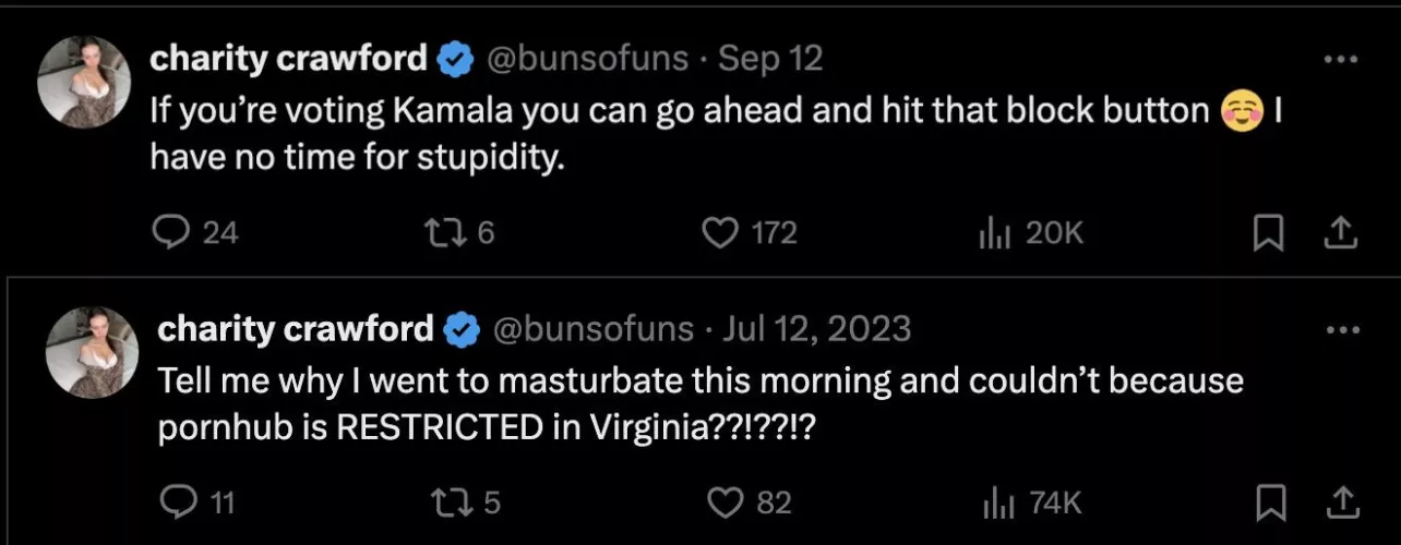 Charity Crawford confused about which party is anti-porn