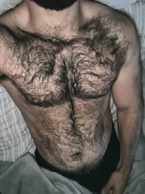 Chest hair goes up to my neck 