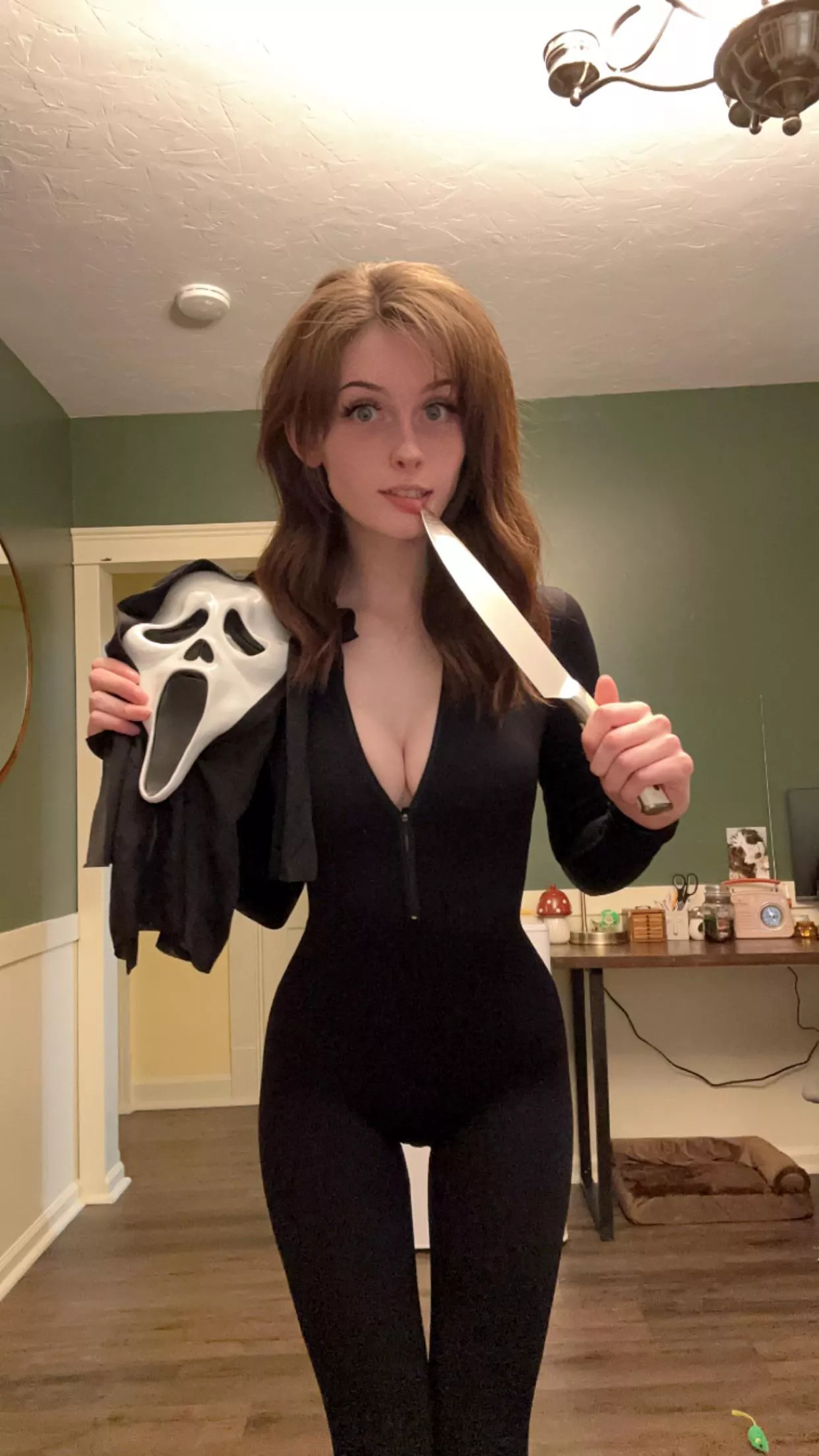 I was the latest iteration of ghostface. Taking up the mantle after watching the film. Finally after setting the trap I got courtney alone only the second I sunk in my knife... her body collapsed and pulled me in. (Rp)