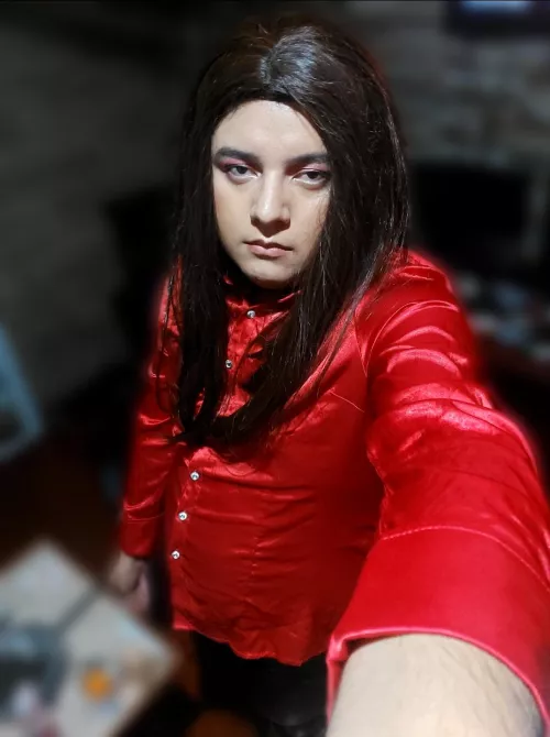 Red satin blouse ❤️