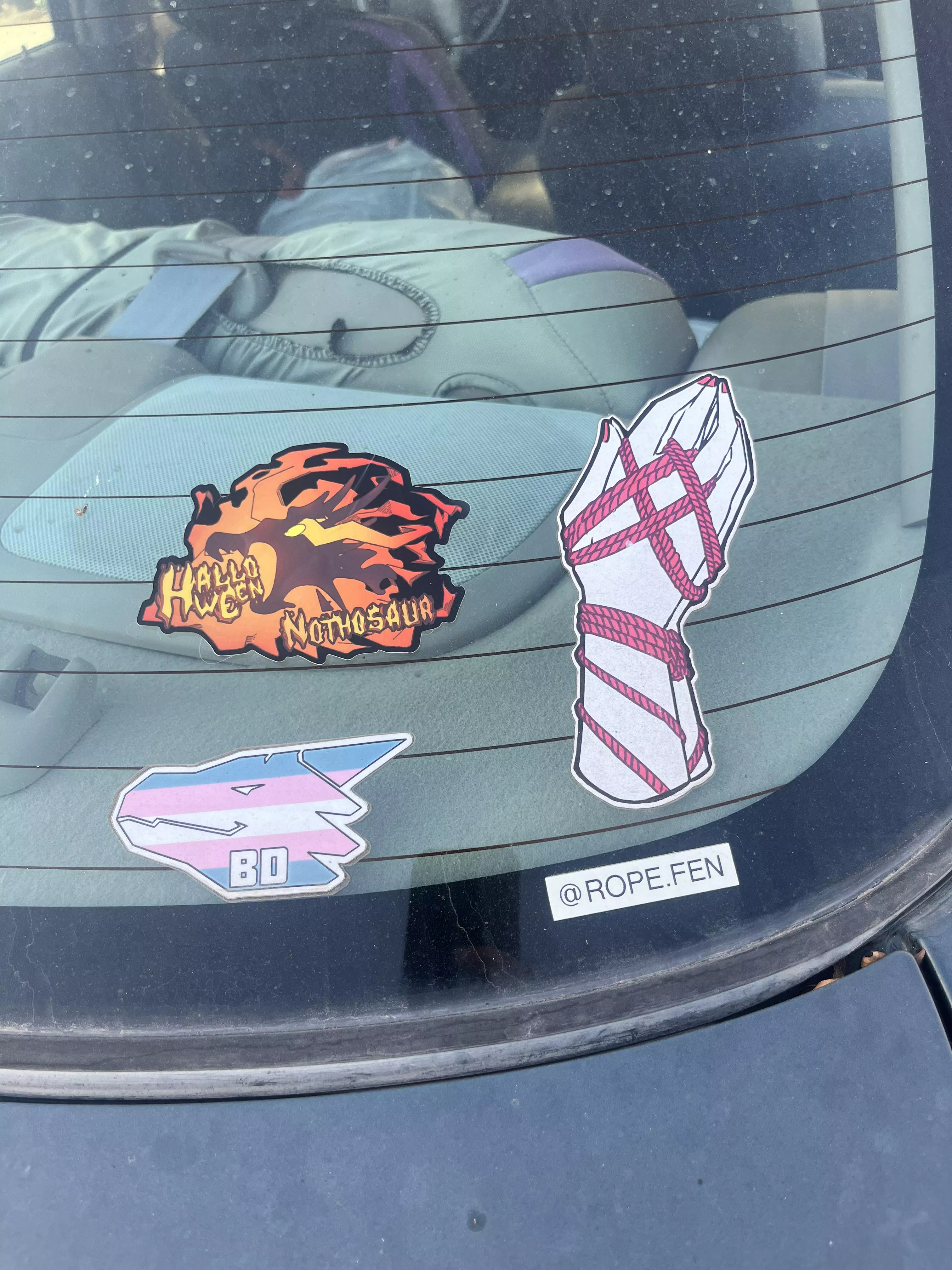 Saw them doing this with BD stickers, I have a Nothosaur sticker on the back of my car