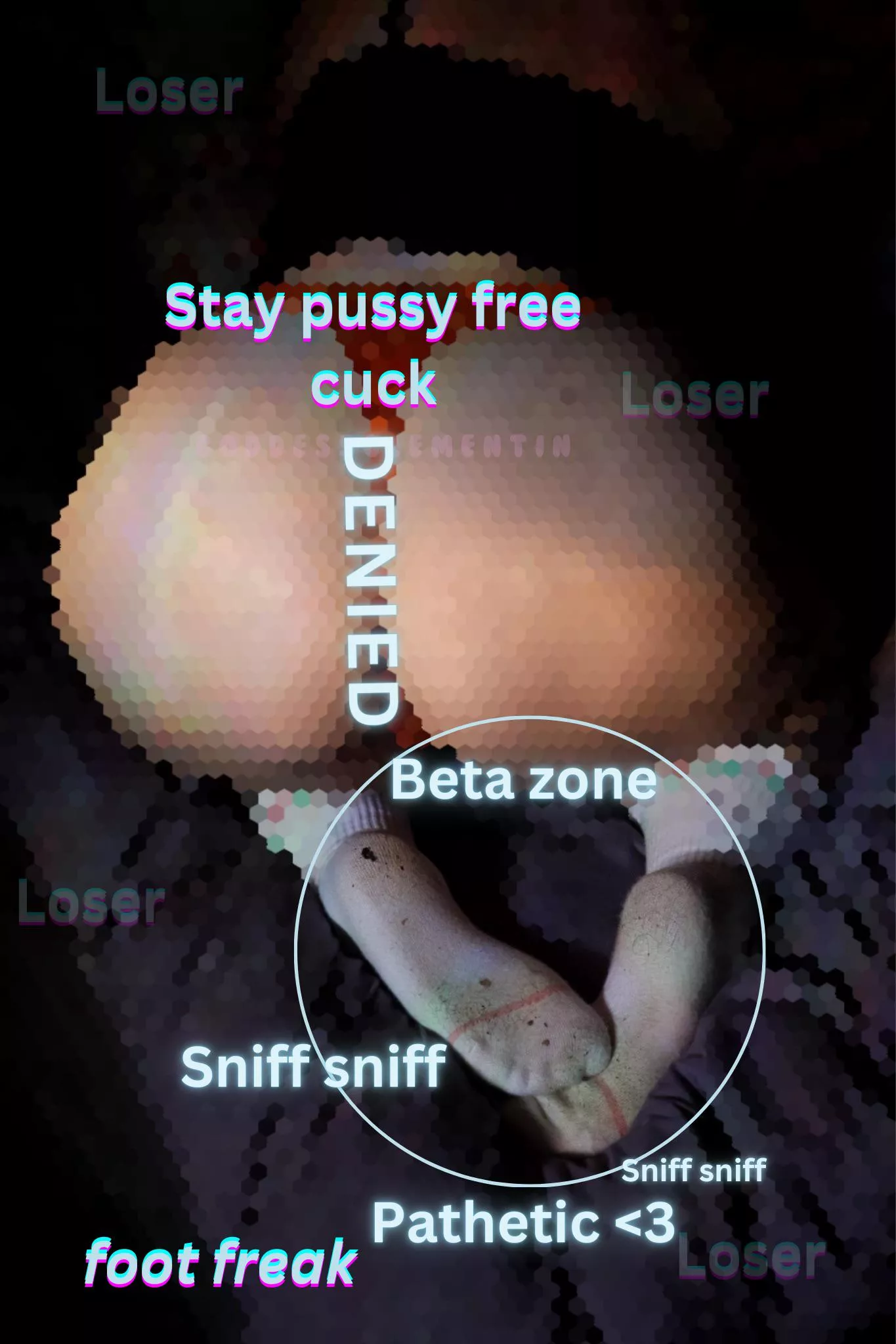 Silly lil cuck, you’ll never be deserving of mommy’s sweet pussy.