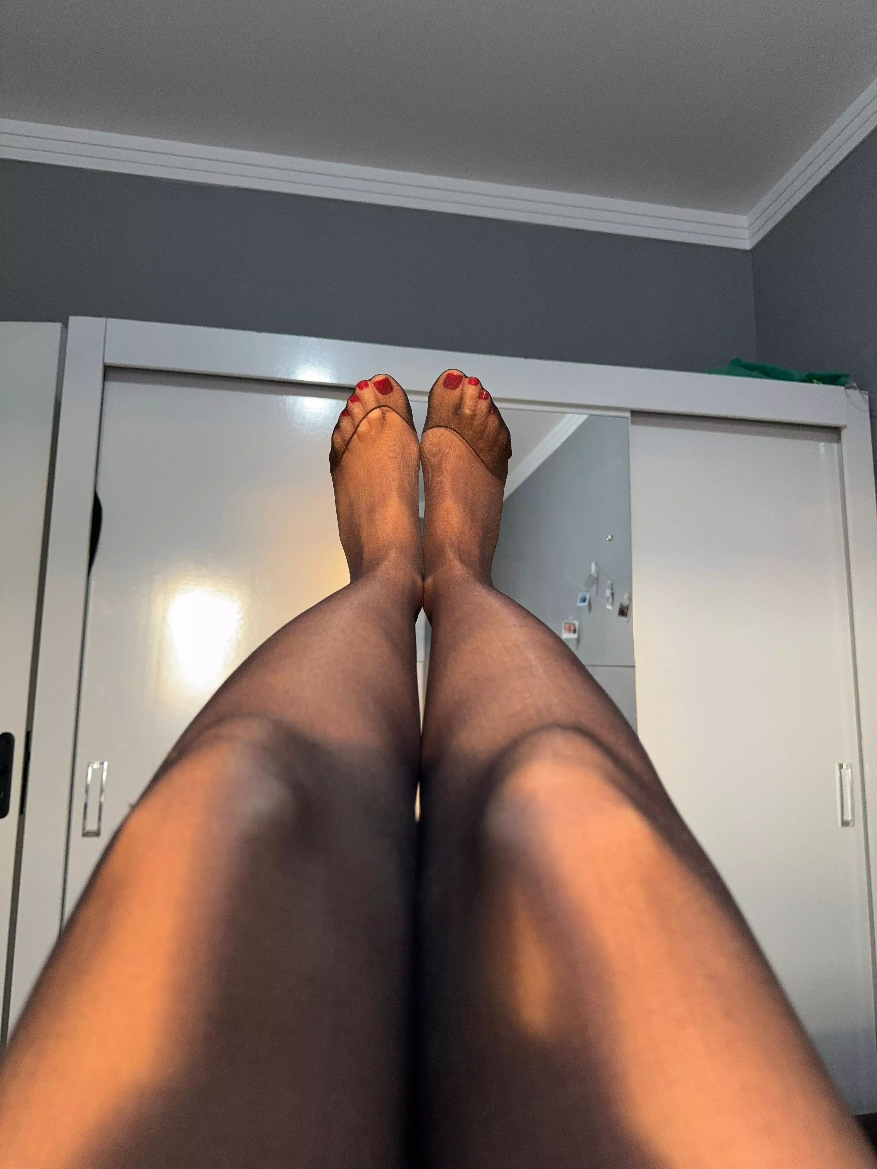 What do you think of my nylon socks?😋
