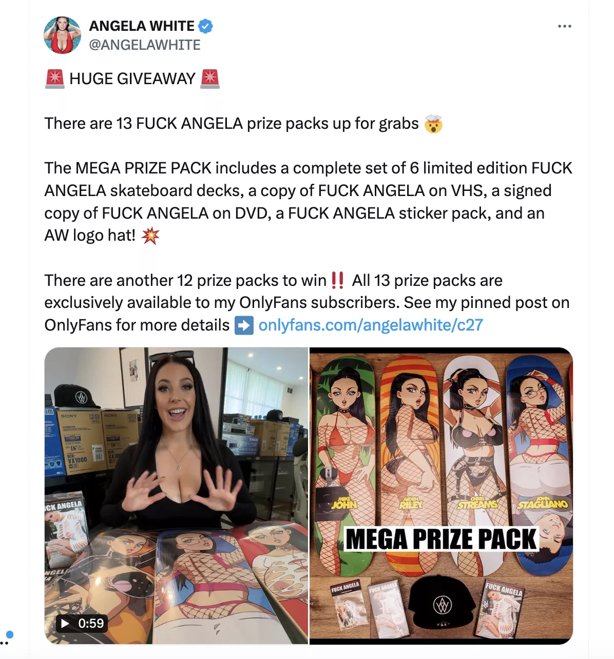 Win Angela White merch prize pack