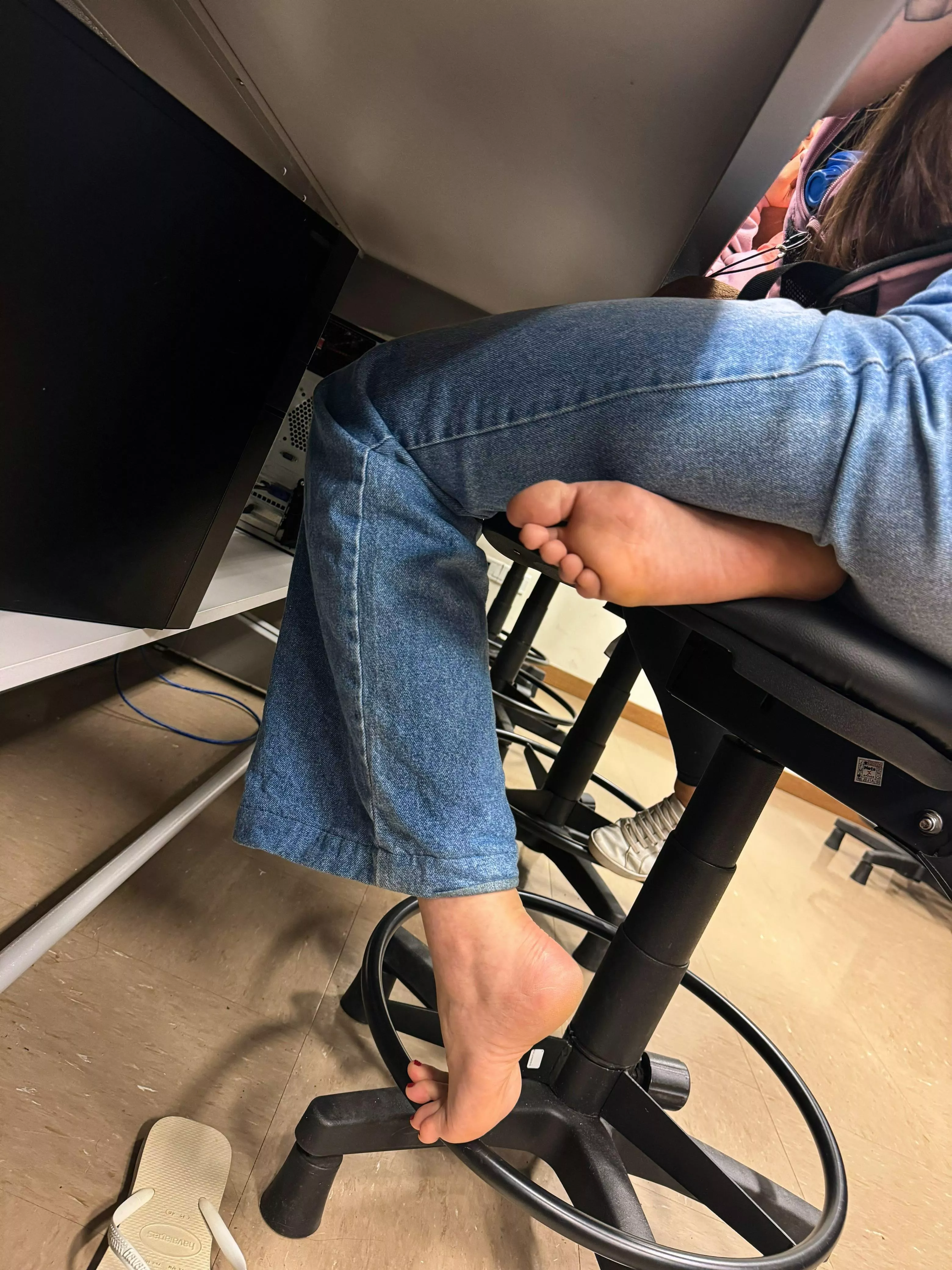 Would you worship my feet under the desk?