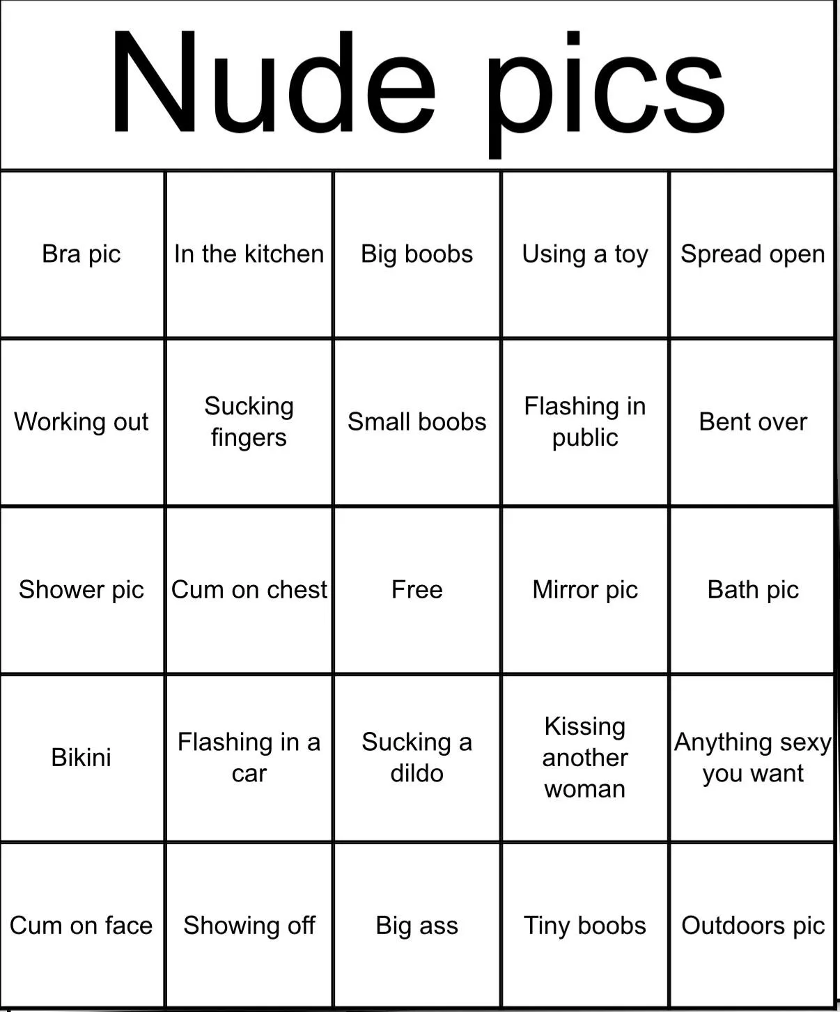 28 M Bingo card