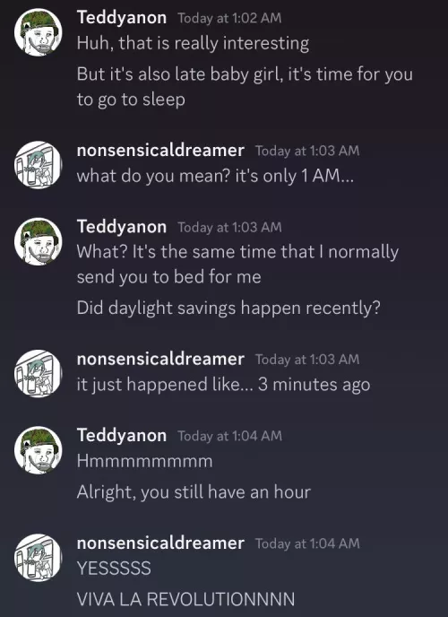 Bratting result from Daylight Savings yesterday