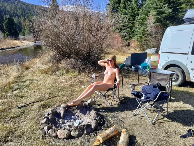 Camping by the river. 