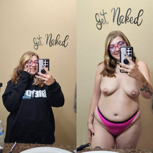 Clothes and no clothes. I'm happier without 