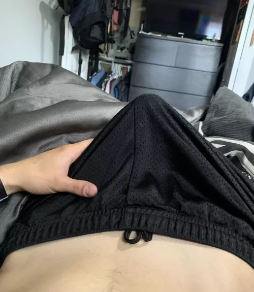 Someone bust in dirty basketball shorts with me