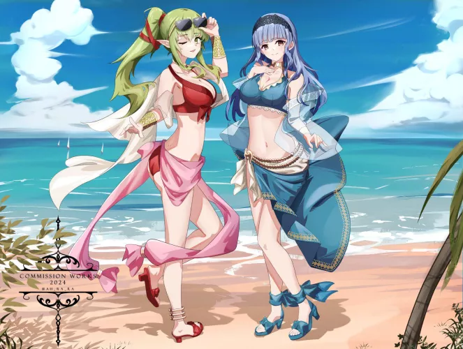 Summer Marianne and Tiki (By @ah_ra_ra) [Commission] 