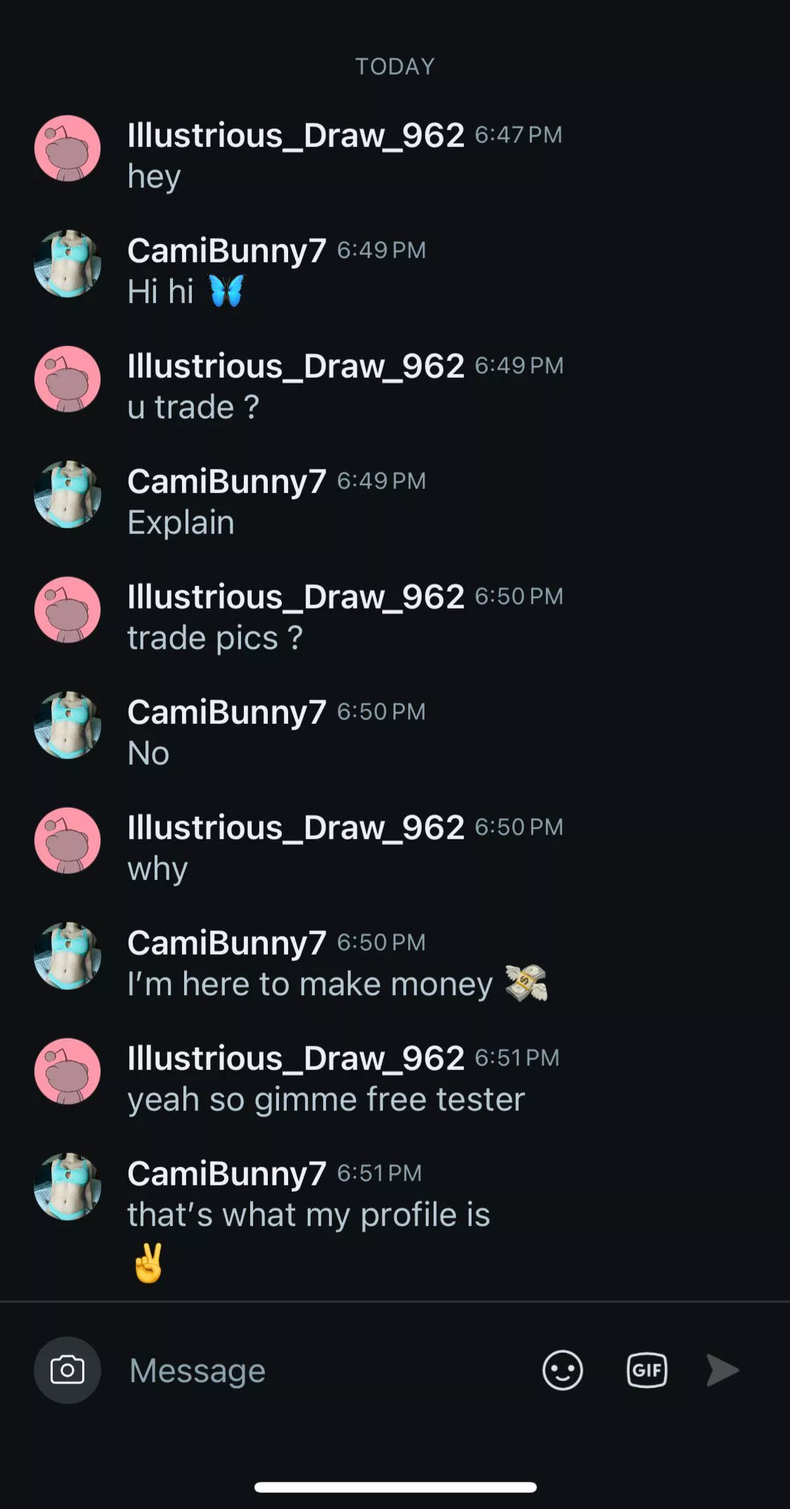 u/Illustrious_Draw962 Asking for free content or to “trade” 🚩