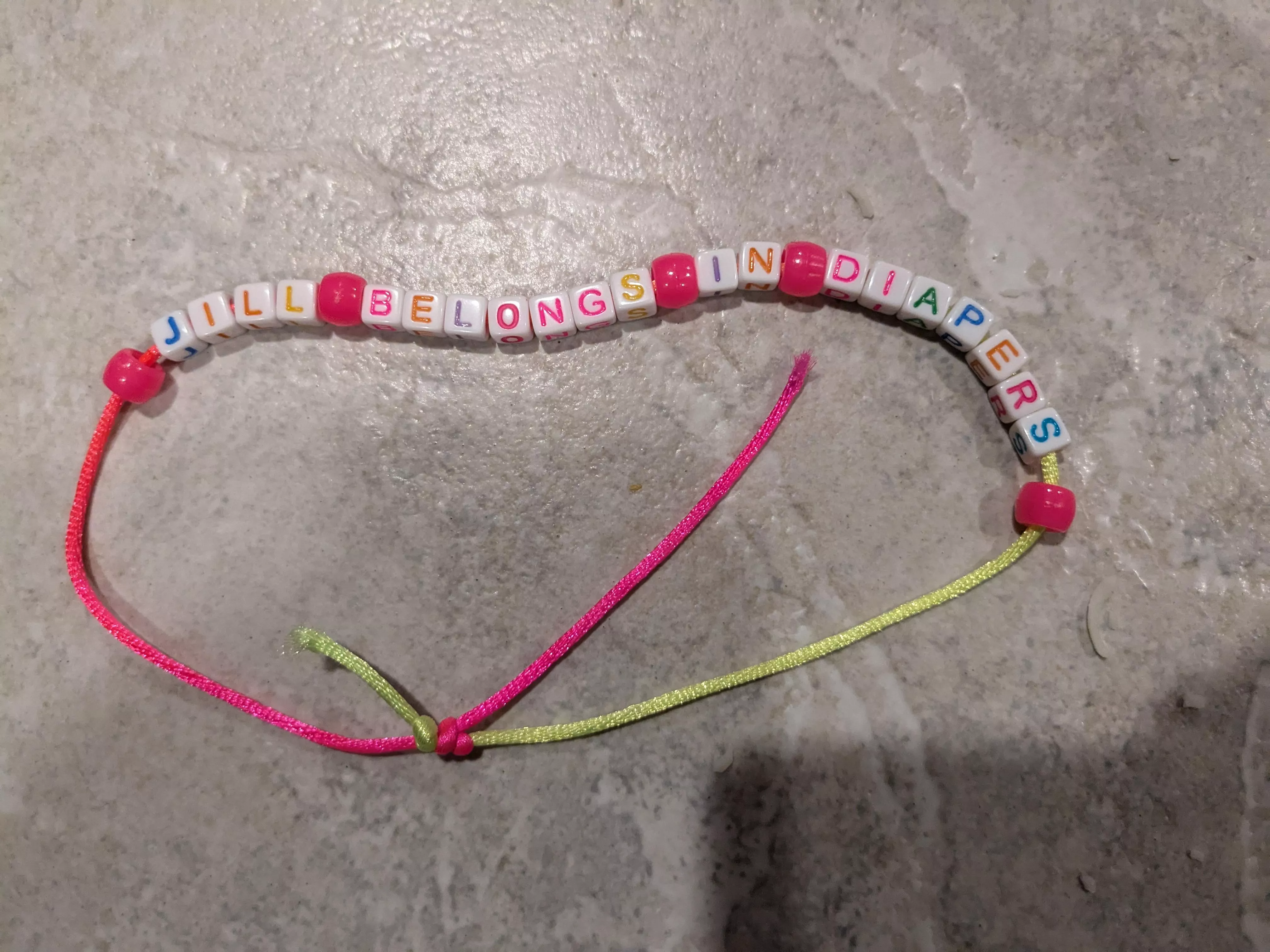 A bracelet I made at an ABDL party last night.