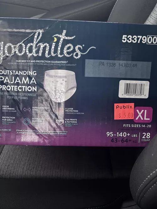 Ain’t no way was I going to pass up this deal.  $5 for a box of goodnites. Don’t mind if I yes