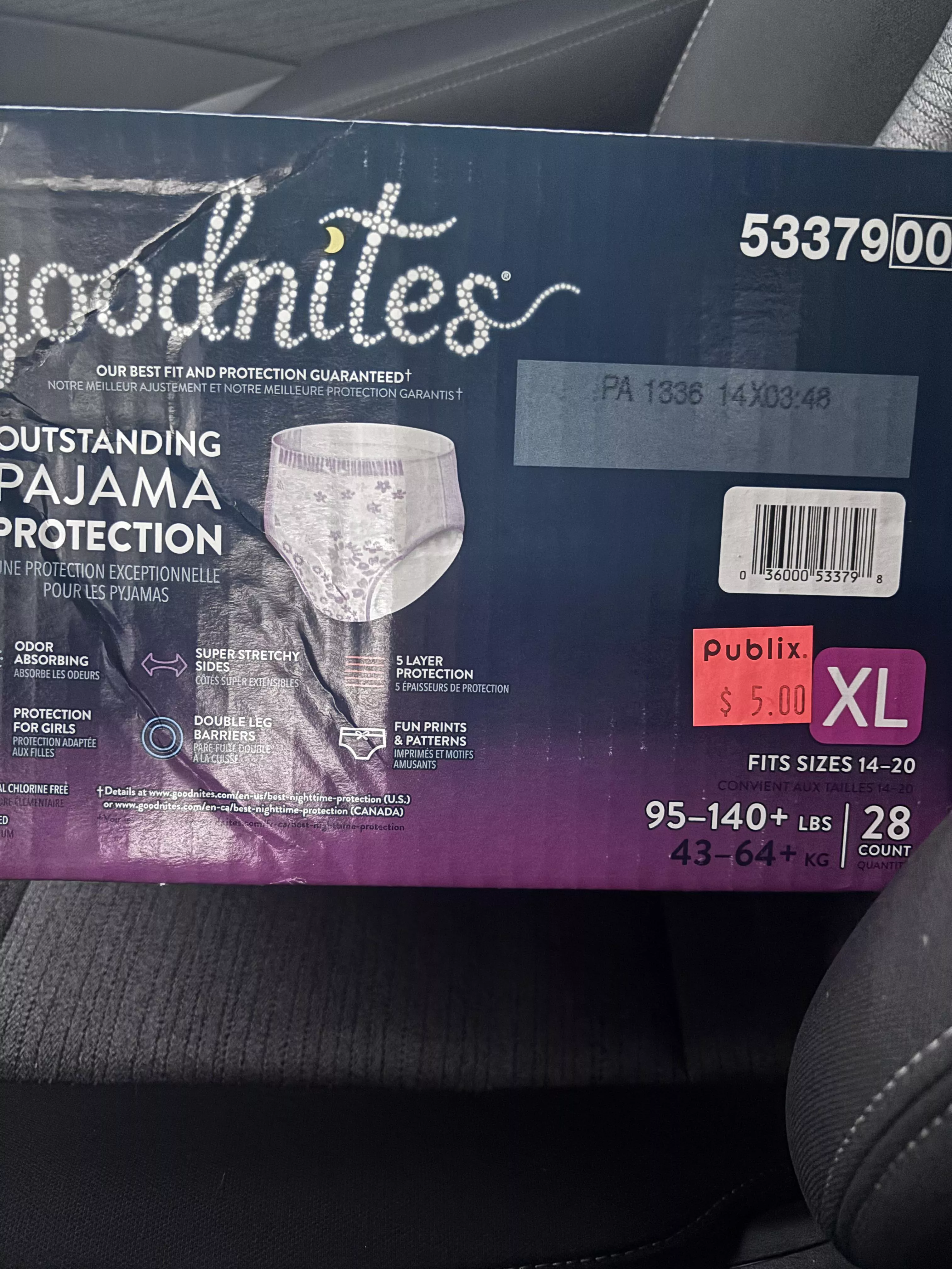 Ain’t no way was I going to pass up this deal.  $5 for a box of goodnites. Don’t mind if I yes