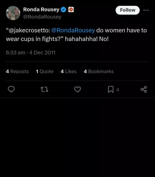 As a Fierce UFC/MMA Fighter She gave a pretty definitive Answer. Do women wear Cups in UFC/MMA? A Big No.