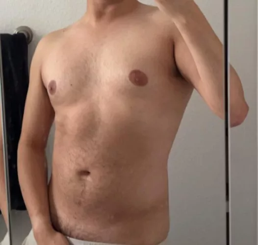 bathroom mirror nipple tease 😅