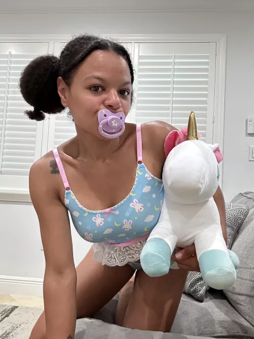 Daddy got me a new unicorn stuffy