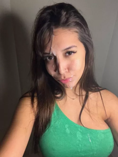 Do I look pretty covered in cum?
