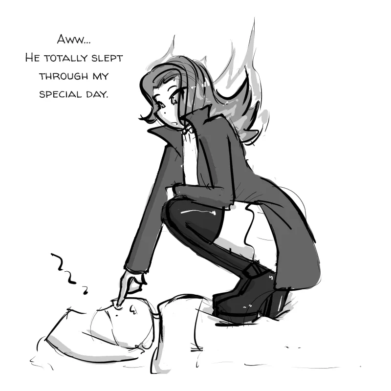 He is in deep slumber. Maybe she has to try jumping.