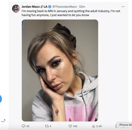 Jordan Maxx leaving porn? 