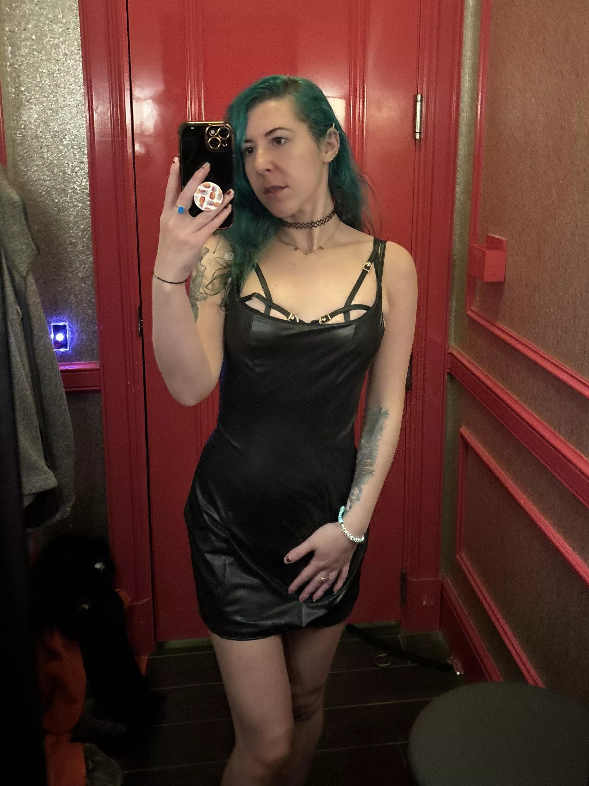 Leather dress and leather under