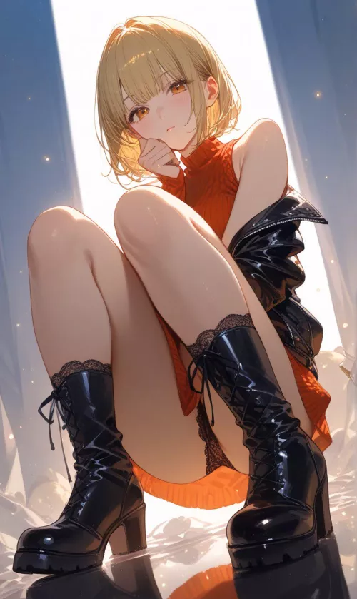 Leather Jacket & Combat Boots 