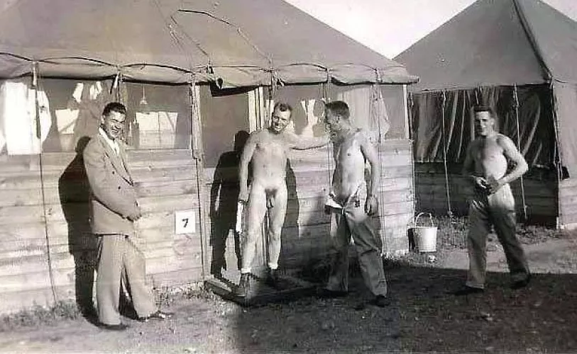 Military laundry? I'm guessing he left his clothes inside.