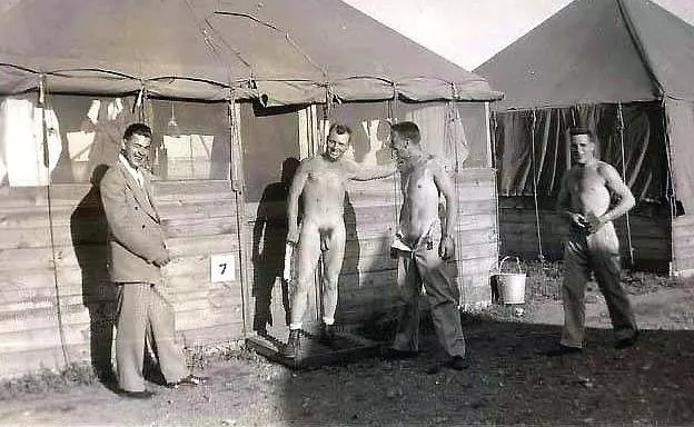 Military laundry? I'm guessing he left his clothes inside.