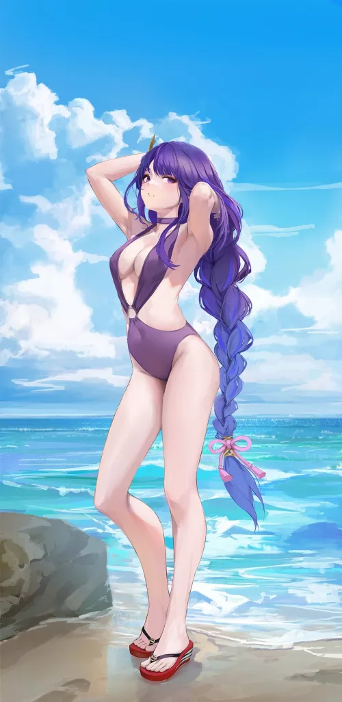 Raiden Shogun at the beach