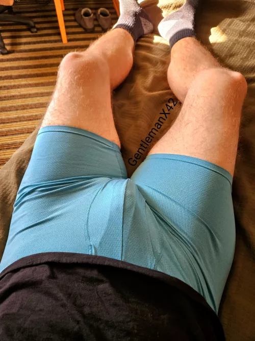 Relaxing after a long drive in the hotel room.