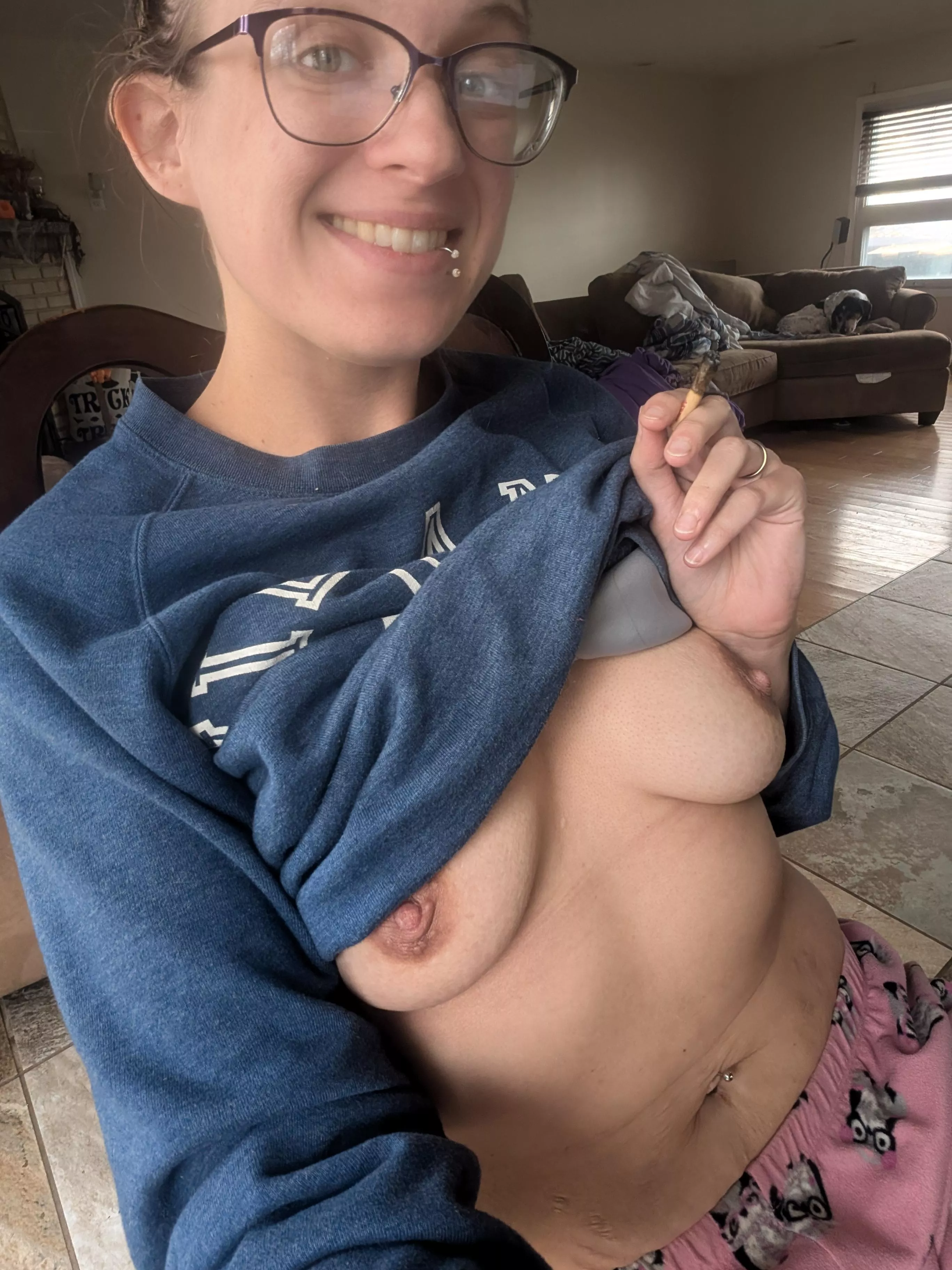 Celebrating a good score on my midterm 