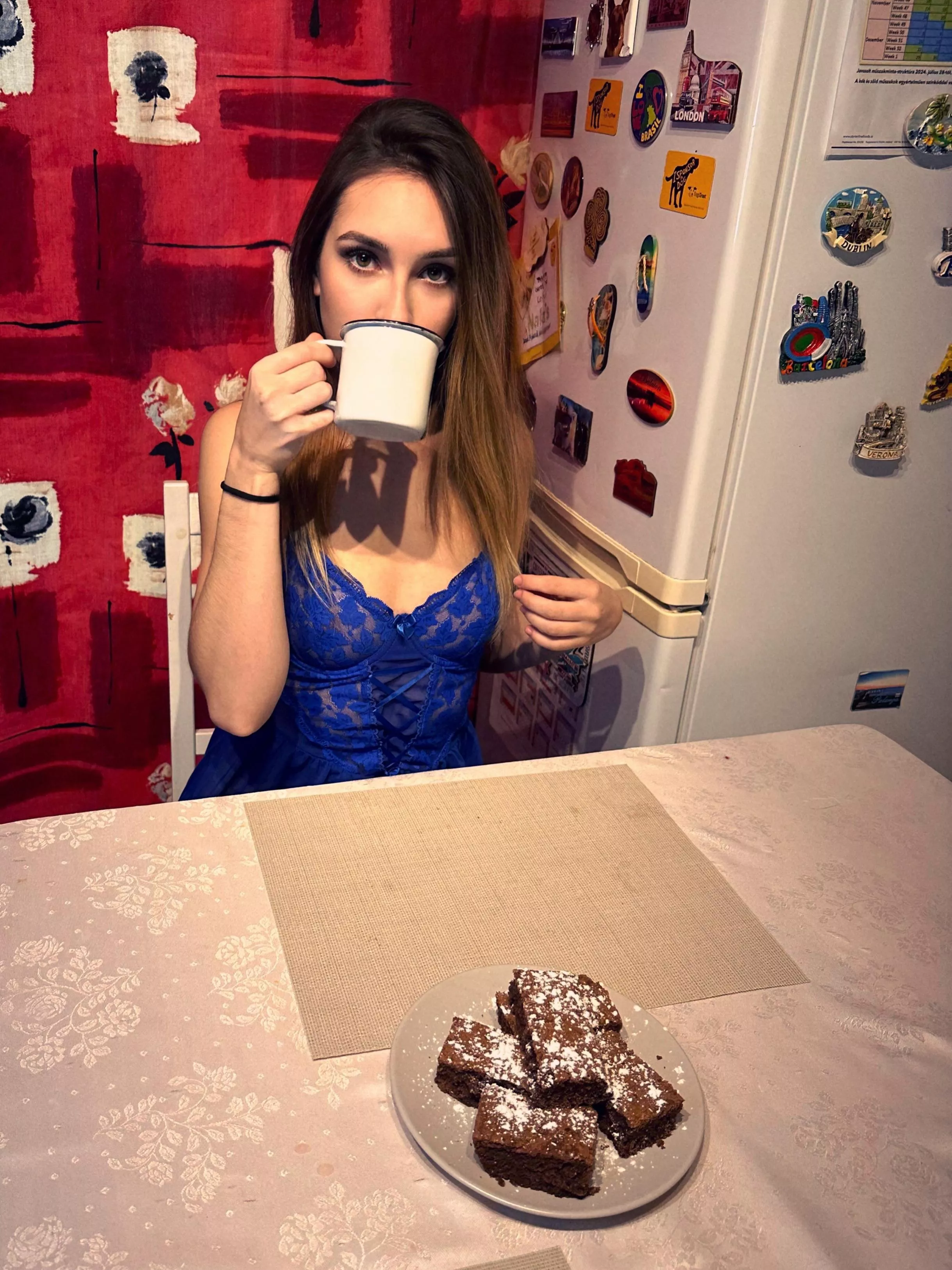 Enjoying a nice cup of coffee 