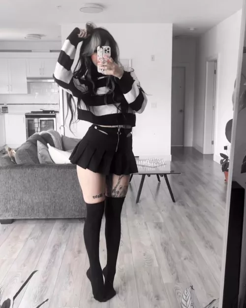 My idea of a “lazy, comfy” fit is a skirt and thigh highs 